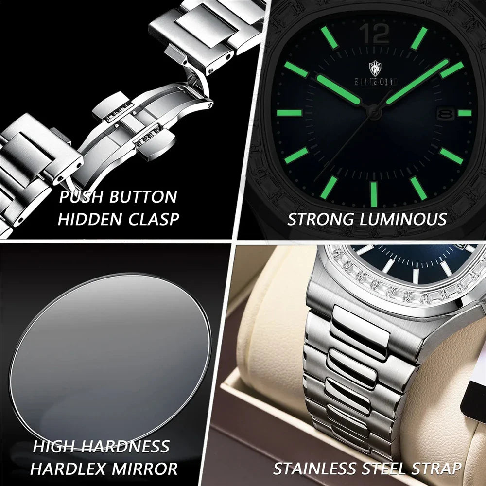 Luxury Digital New Diamond Watch For Man Fashion Quartz Wristwatches Mens Automatic Watches Man Gifts Clock Tudo Por 1 Real Vera Lux