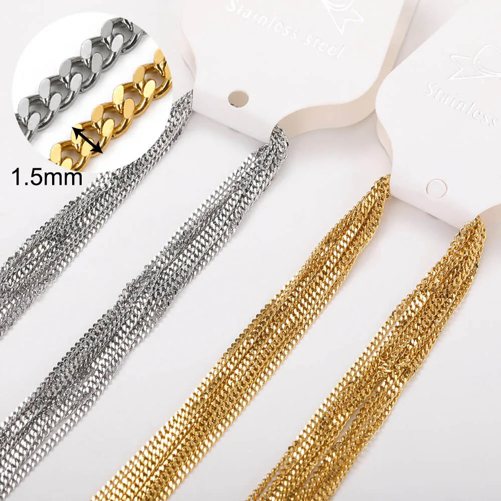 10pcs/set Stainless Steel Gold Color Necklace For Women 45cm Chain DIY Jewelry Accessories Making Materials Handmade Supplies Vera Lux