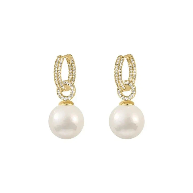 sliver-plated Pearl Zircon Earring for Women Girl Party Gift Circular Temperament Banquet Jewelry Vera Lux