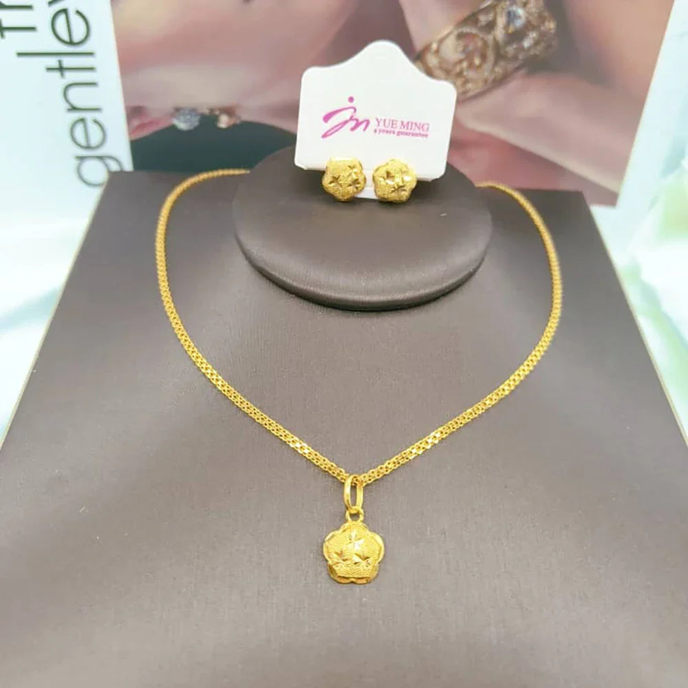Exquisite Gold Color Jewelry Set for Party Stud Earrings and Pendant Necklace African Bridal Jewelry Set for Engagement Party Vera Lux