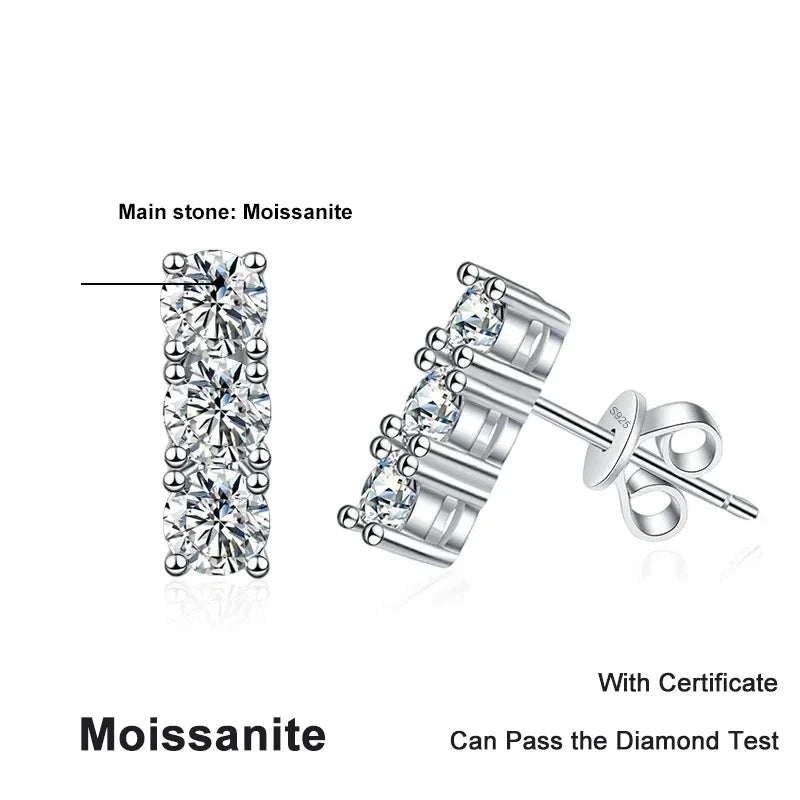 NeeTim 1.2cttw Full Moissanite Stud Earrings for Women 3.5mm Gemstone Lab Diamond Studs Earrings 925 Sterling Silver Jewelry Vera Lux