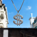 1pcs Creative Dollar Necklace Pendant Exaggeration Diamond S$ Pendant Necklace Male Hip Hop Personality Pendant Sweater Chain Vera Lux