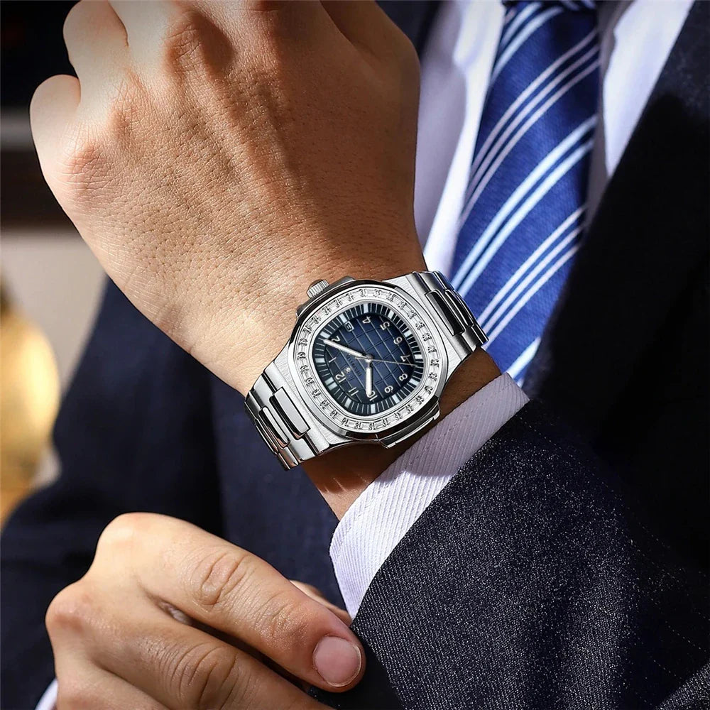 New Simple Digital Full Diamond Watch For Man Gifts Fashion Quartz Wristwatches Mens Automatic Watches Man Clock Montre Homme Vera Lux