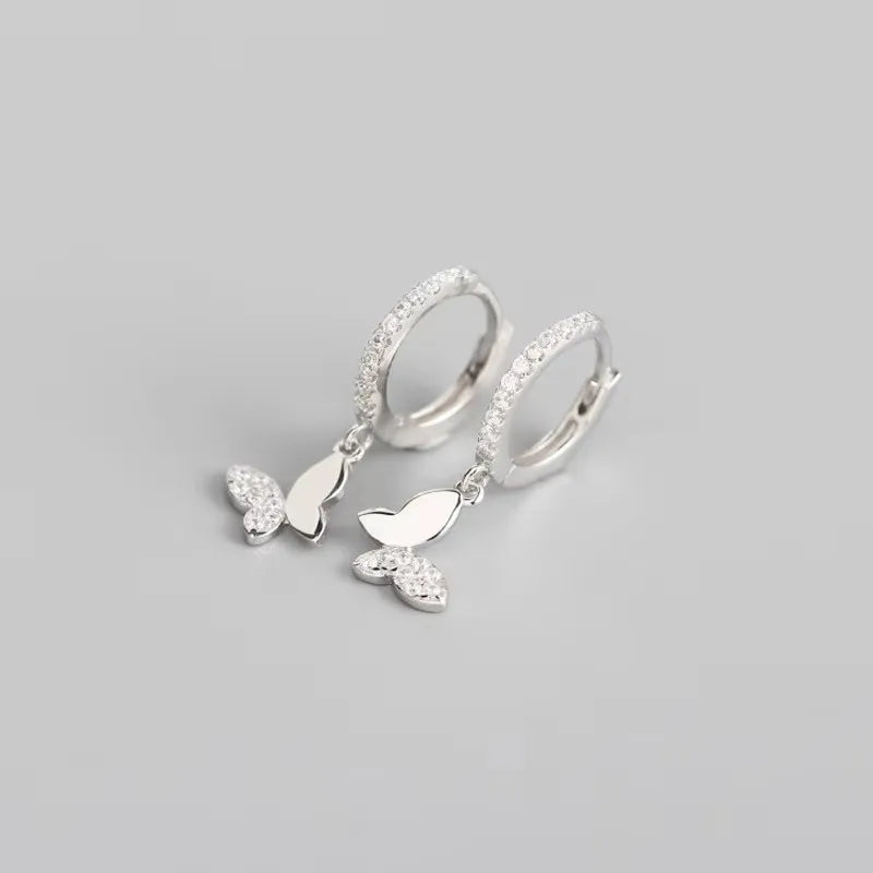 925 Sterling Silver Butterfly Hoop Earrings for Women Shiny CZ Gold Silver Jewelry Gifts Vera Lux