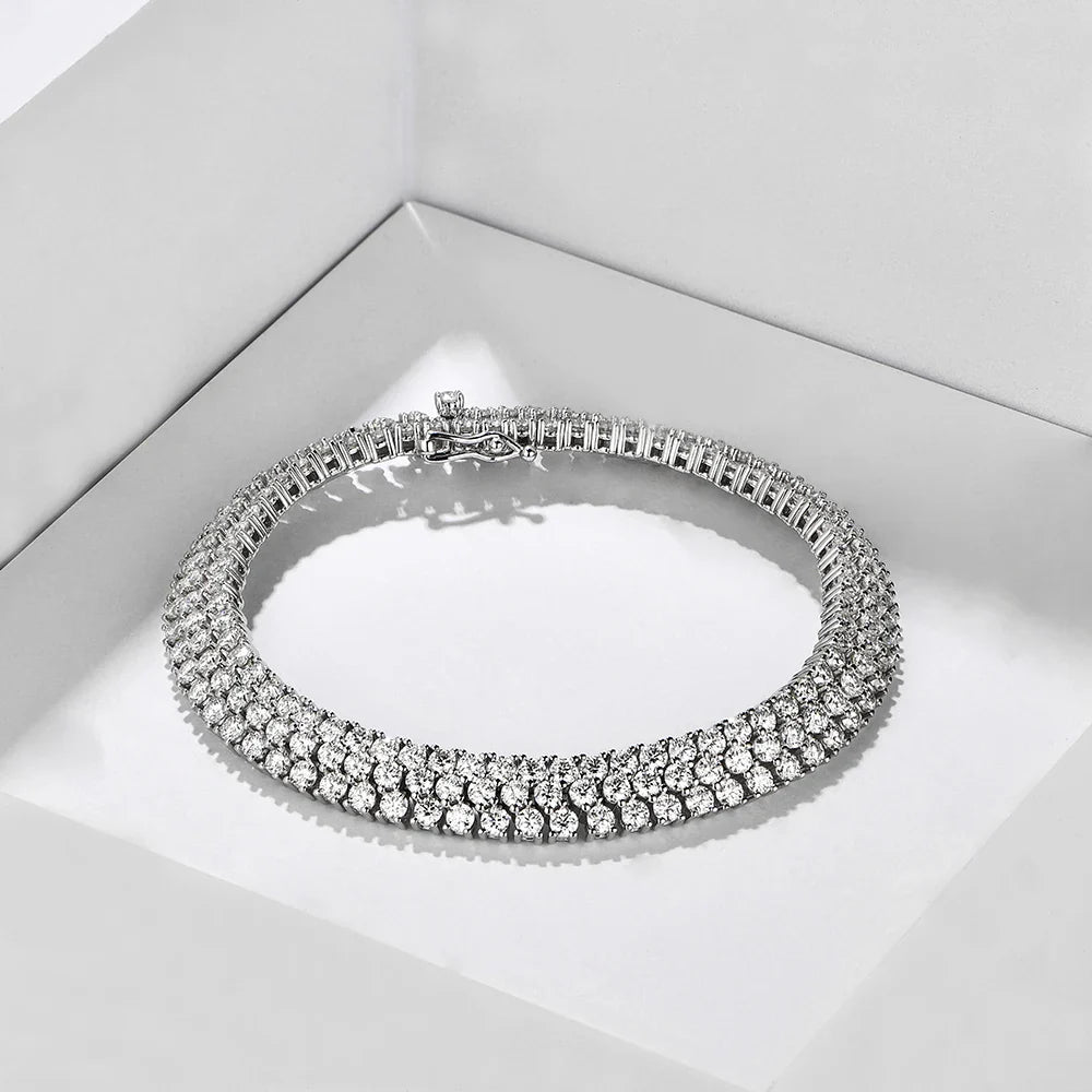 MINTYBOX S925 Sterling Silver All Moissanite Tennis Bracelet for Women D VVS1 Diamond Gold Plated Luxury Wedding Fine Jewelry Vera Lux
