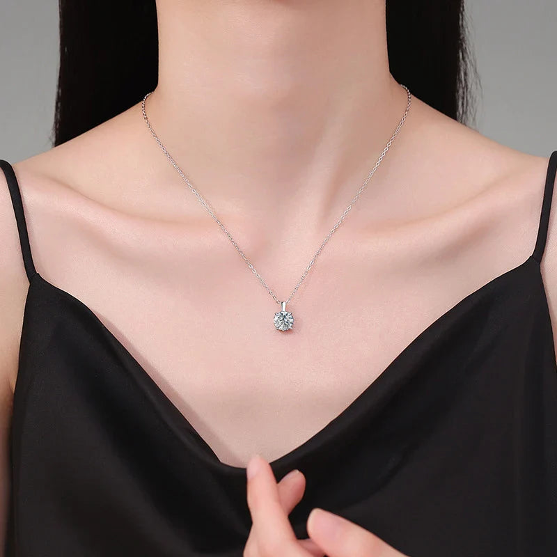 NeeTim 2ct 3ct Moissanite Necklace for Women Sterling Silver 925 with Yellow Rose White Gold Plated Lab Diamond Pendant Necklace Vera Lux
