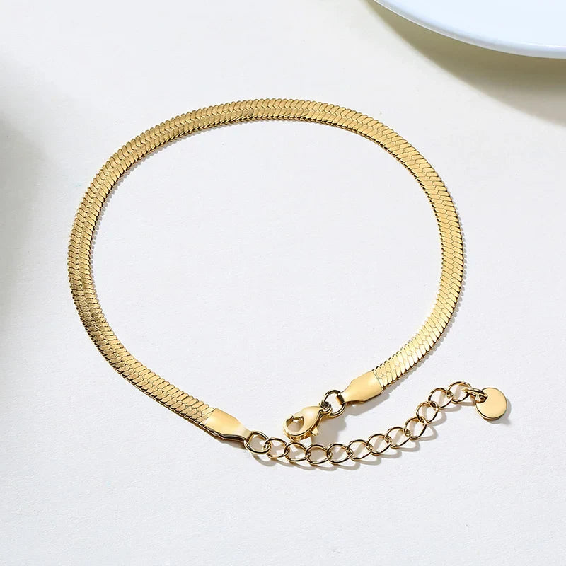 Snake Chain Anklet for Women Girls Adjustable Summer Beach Chain Anklet Bracelet Mother's Day Gifts Stainless Steel Not Allergic Vera Lux