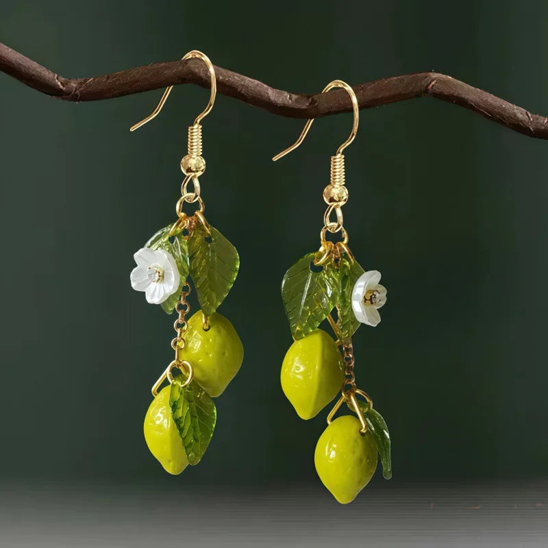 Personalized Lemon Earrings with Long Tassel Summer Fruit Dangle Earrings Versatile Bohemian Jewelry Gift for Women Vera Lux