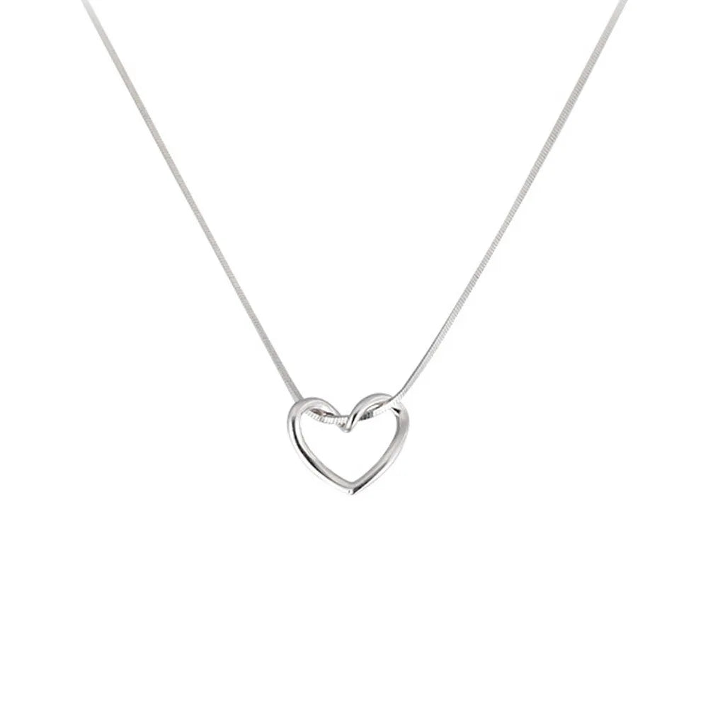 925 Sterling Silver Line Heart Snake Chain Necklaces For Women Ladies Vintage Luxury Jewelry Wholesale Jewellery Argent 925 Vera Lux