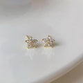 Pentagram Small Flower Zircon Stud Earrings S925 Sterling Silver Elegant Popular Female Accessories Gifts Party All Occasion Vera Lux