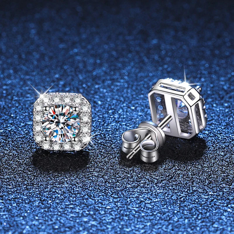 Neetim Real 0.5-1 Carat D Color Moissanite Stud Earrings For Women 100% 925 Sterling Silver Sparkling Earring Wedding Jewelry Vera Lux
