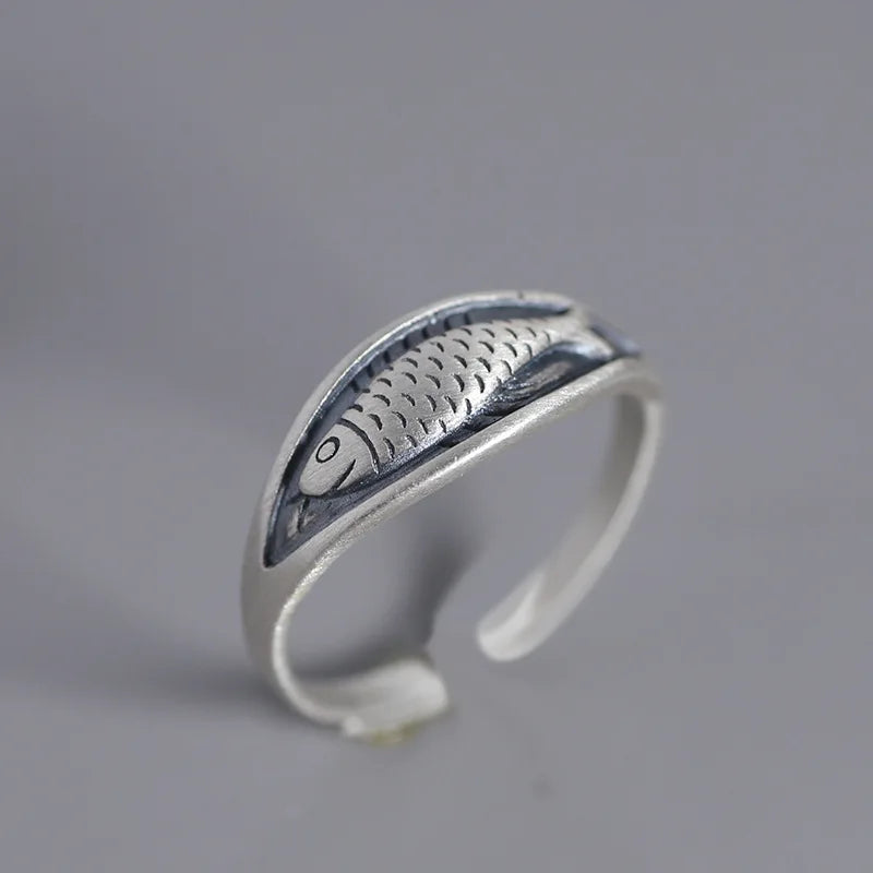 New in 925 Sterling Silver Fish Adjustable Rings For Women Engagement Ladies Rings Jewelry Gifts Female Jewellery Argent 925 Vera Lux