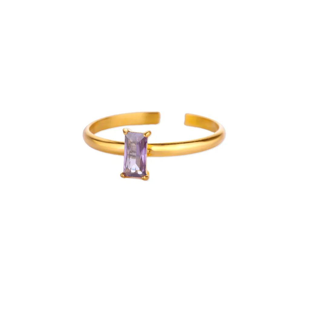 Stainless Steel Birthstone Rings For Women Gold Color Zircon Birthstone Opening Ring Minimalist Christmas Birthday Jewelry Gift Vera Lux
