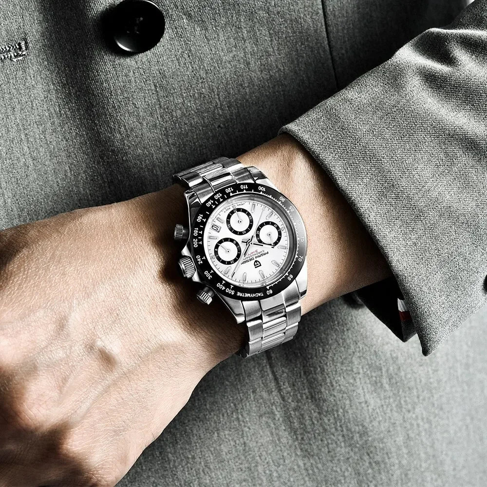 PAGANI DESIGN New Ceramic Bezel Men Quartz Wristwatches Luxurys Sapphire Glass Chronograph 100m Waterproof Stainless Watches Men Vera Lux