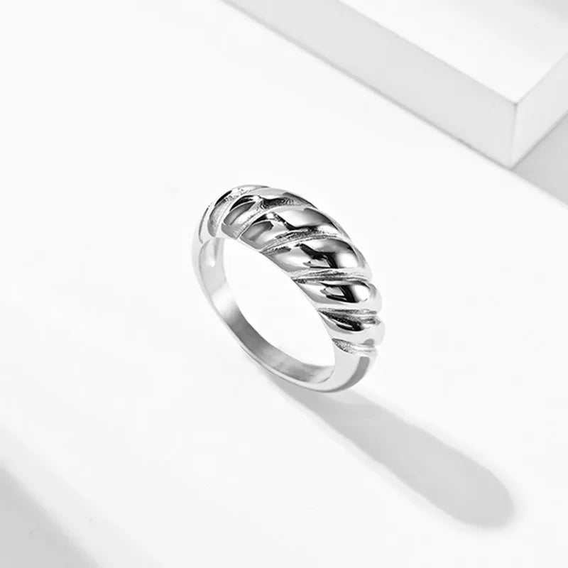 Stainless Steel Twist Bread Design Ring Wedding Band for Men Women Size 4-12 Vera Lux