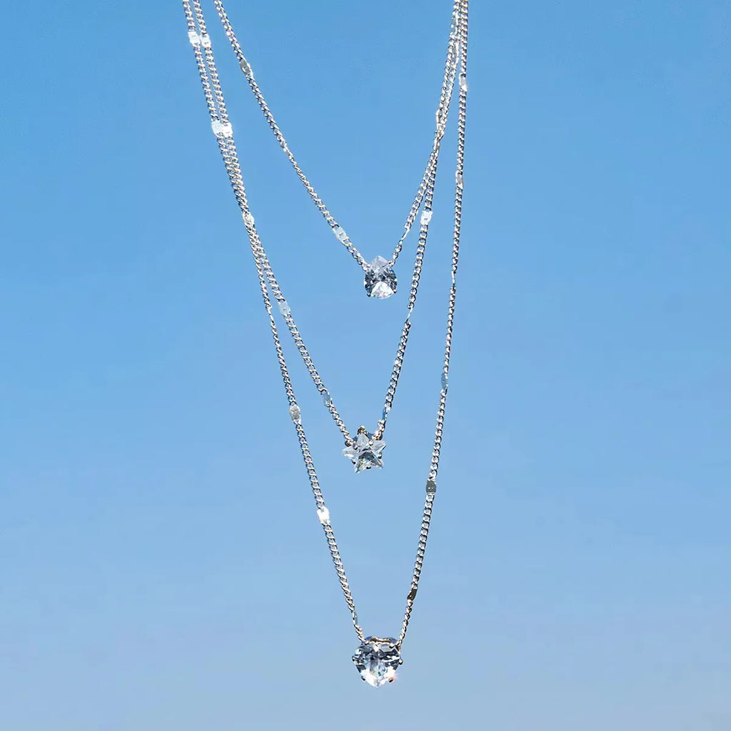 Trendy Zircon Pendant Necklace For Women Multilayer Chain Choker Fashion Female Party Shiny Jewelry Gift Vera Lux