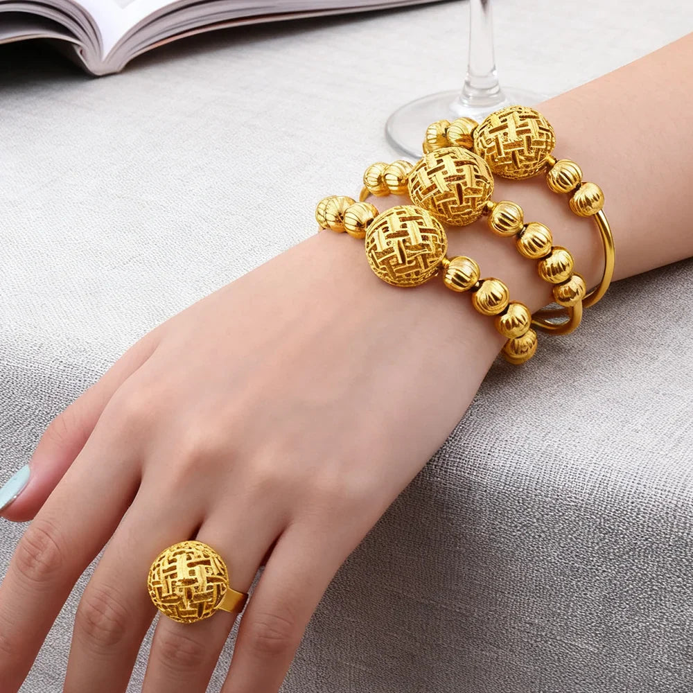 New Gold Plated 2026 Stainless Steel Chain Bracelet and Ring ethiopian hawaiian jewelry bangles for women free shipping Gift Vera Lux