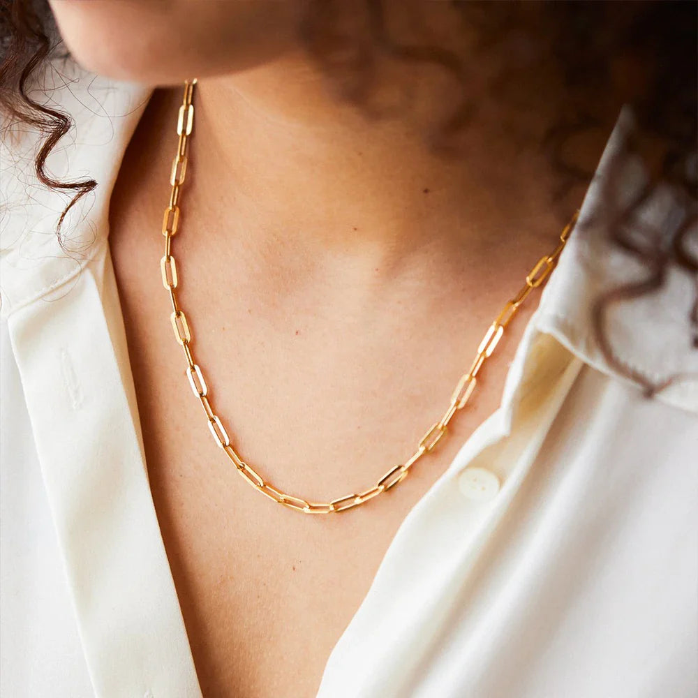 SUNIBI Stainless Steel Necklaces for Women Gold Color Basic Punk Link Chain Necklace Solid Metal Jewelry Wholesale/dropshipping Vera Lux