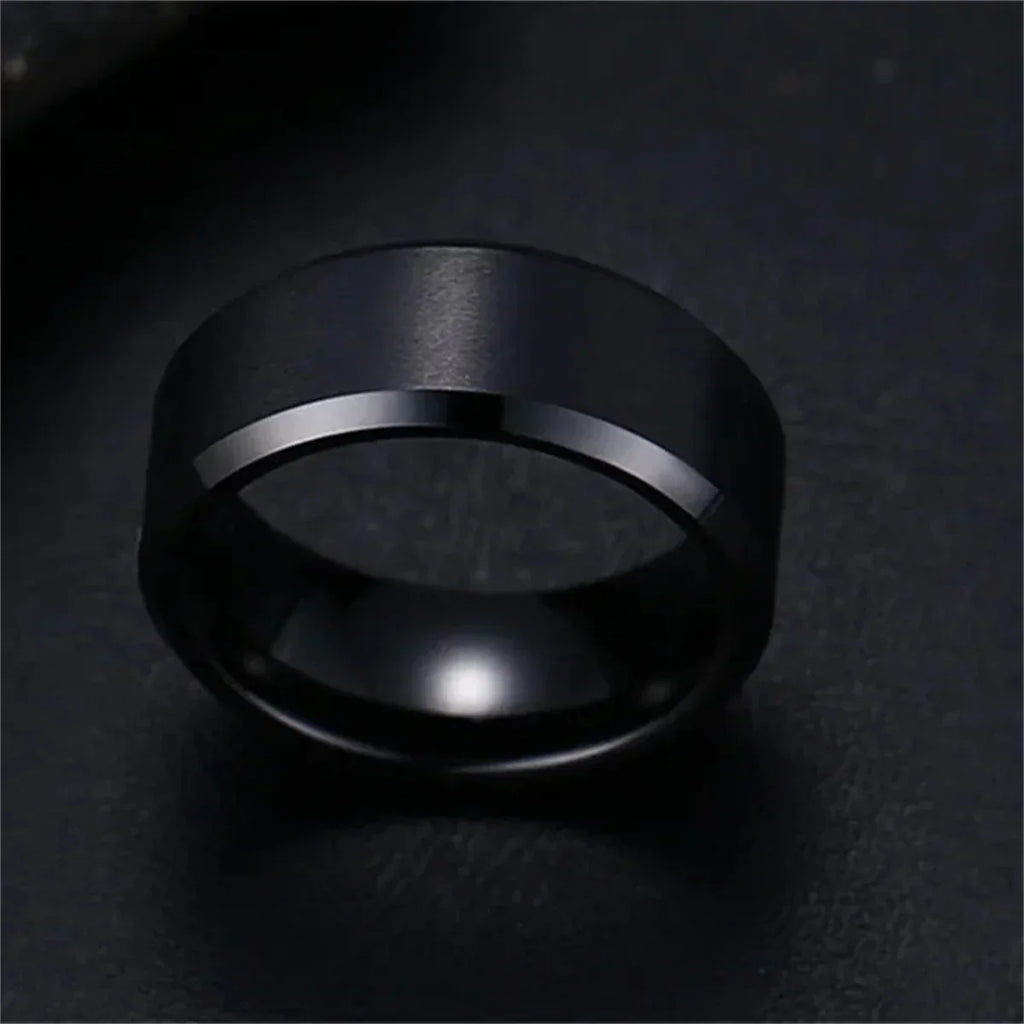 Charm Jewelry Ring for Men Women Stainless Steel Black Rings Wedding Engagement Band Quality Matte Male Jewelry Vera Lux