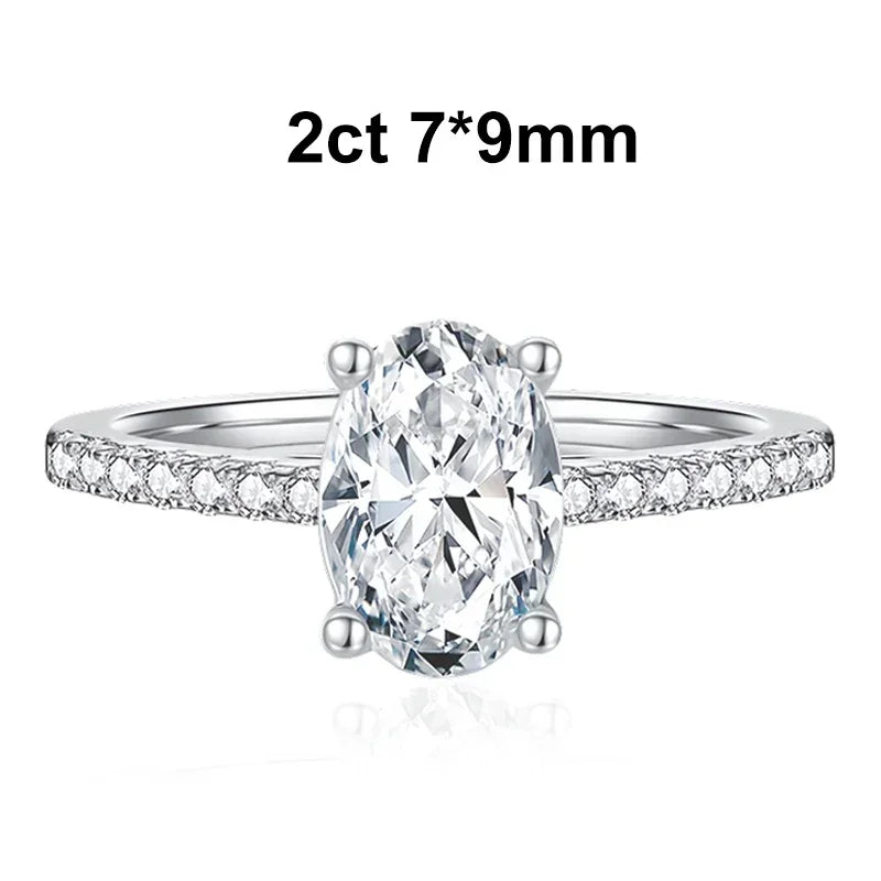 NeeTim 1ct 2ct Oval Cut Moissanite Ring for Women 925 Sterling Silver with Gold Plated Lab Diamond Rings Bands Fine Jewelry Gift Vera Lux