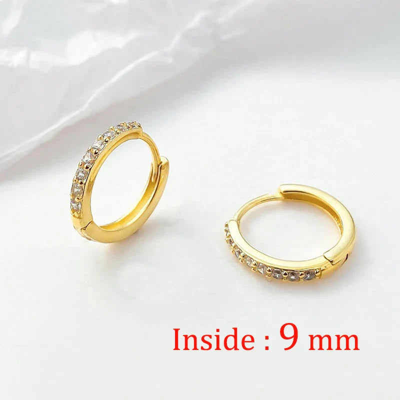 2PCS Stainless Steel Minimal Crystal Zirconia Hoop Earrings Gold Silver Color Small Huggie Cartilage Earring Piercing Jewelry Vera Lux