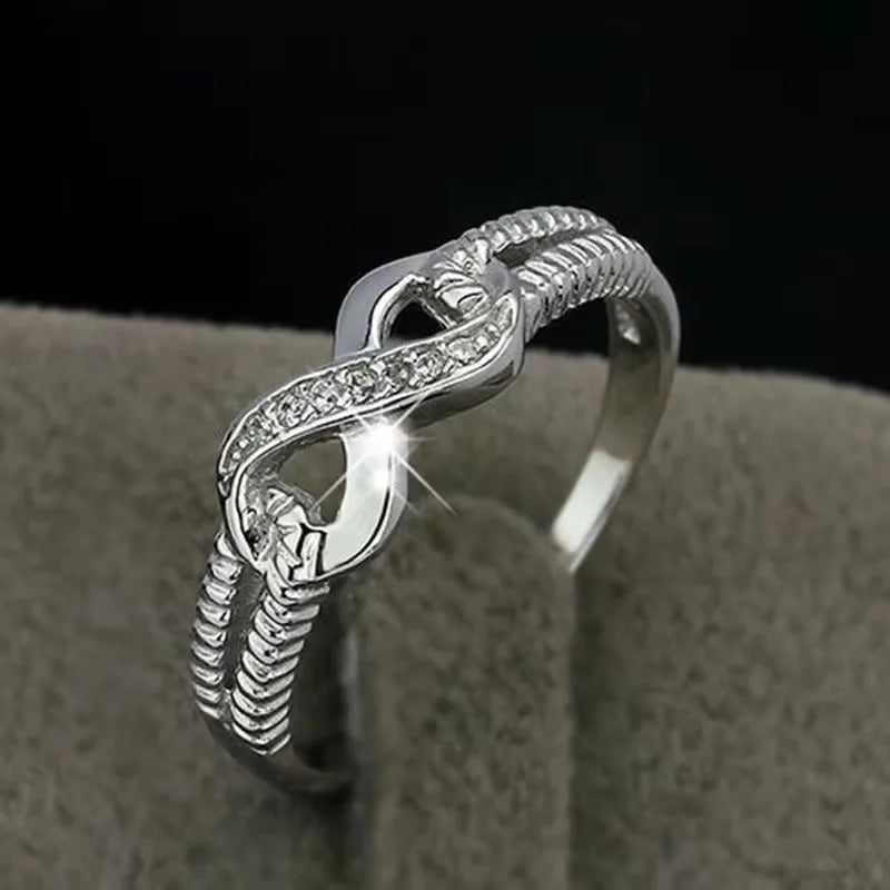 Lucky Letters 8 Shaped Rings For Women Sterling Silver Color AAA Cubic Zirconia Eternity Jewelry Female Wedding Gift Vera Lux