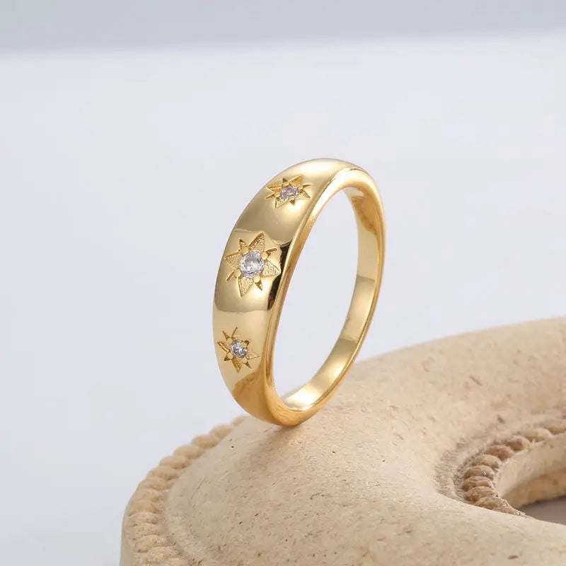 925 Sterling Silve Star Chunky Ring For Women Vintage Trendy Zirconia Finger Stacking Rings Punk Accessories Jewelry Gift Vera Lux