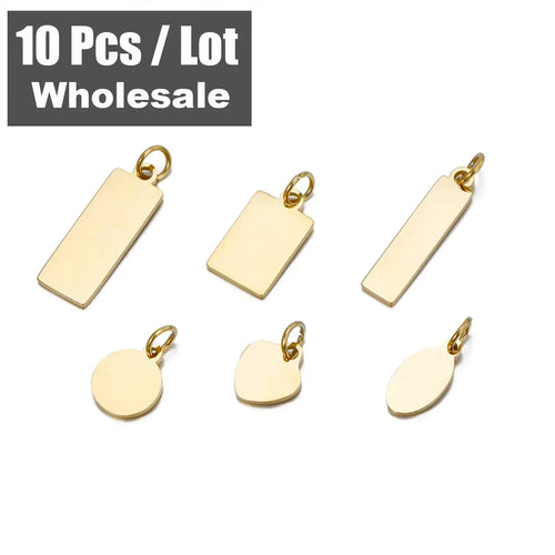 10PCS Custom Logo Tags Stainless Steel Charms for Necklace Bracelets 6 sizes to choose Vera Lux