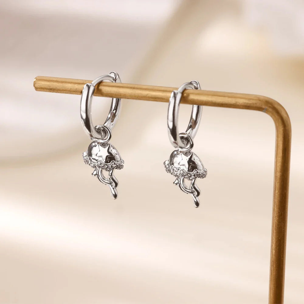 Geometric Hook Earrings For Women Stainless Steel Gold Color Jellyfish Dangle Drop Earrings 2025 Trend Piercing Wedding Jewelry Vera Lux
