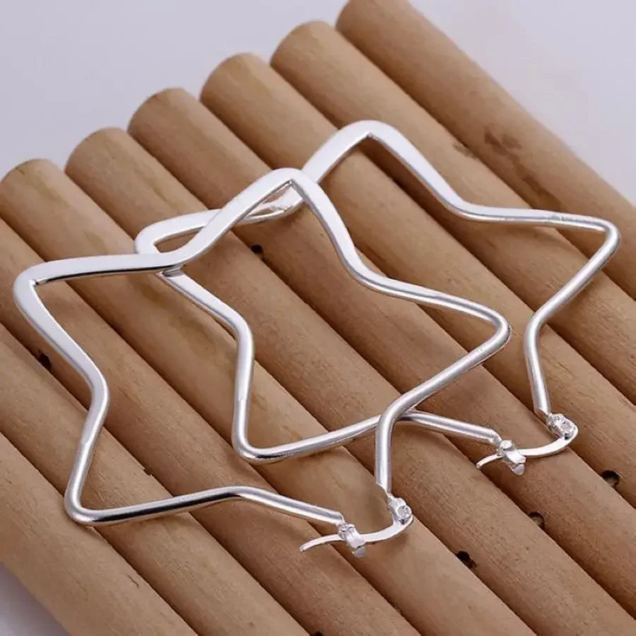 hot sale 925 Sterling silver big earrings lovely nice fashion classic star Earring Jewelry for party gifts women lady Vera Lux