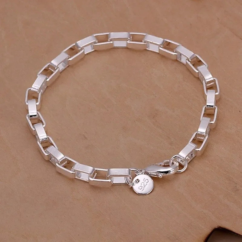 8 Inch 18K Gold Bracelet 5MM Sideways Chain Bracelet For Woman Men Fashion Wedding Engagement 925 Sterling Silver Jewelry Gifts Vera Lux