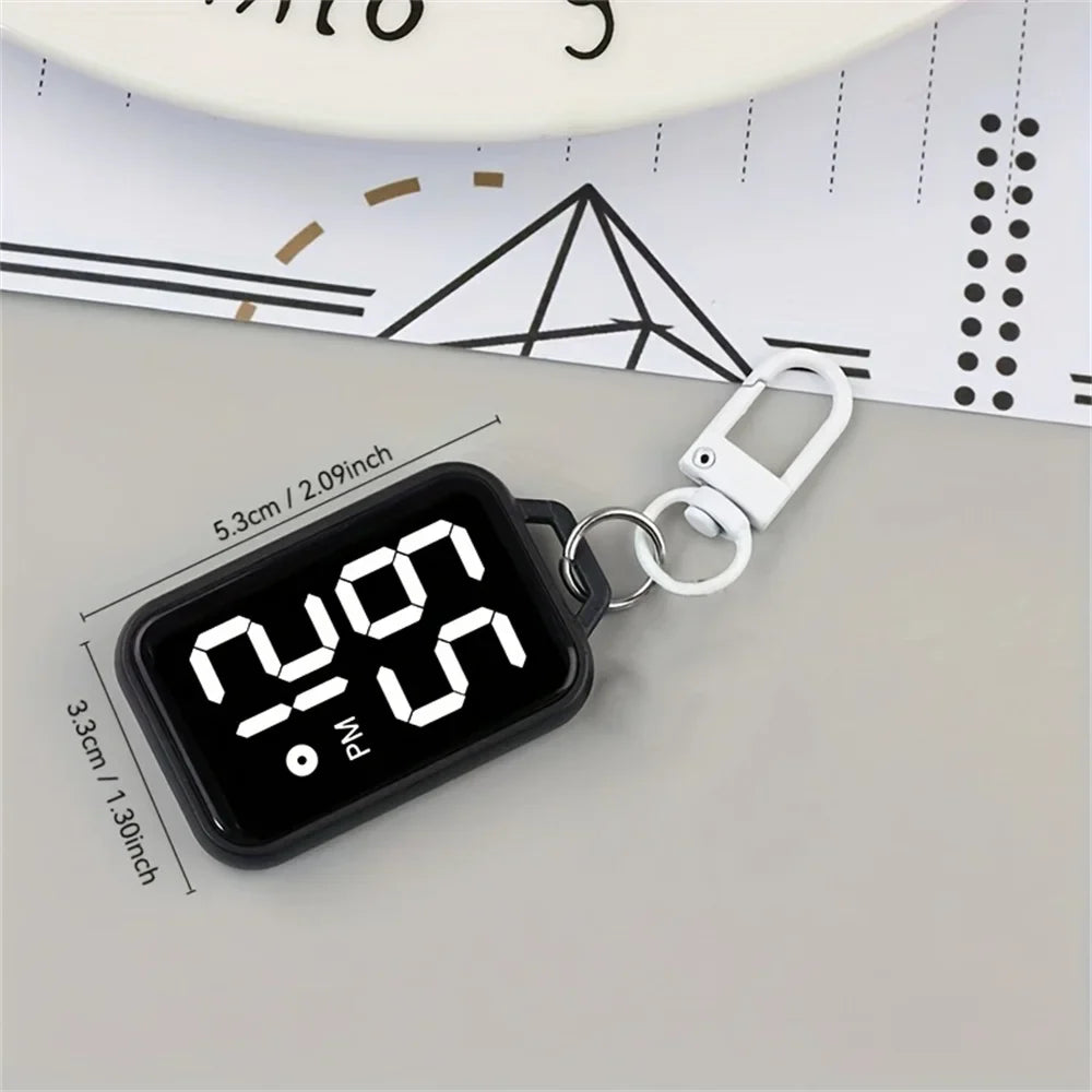 1PC LED Keychain Pocket Watch Digital Display Electronic Watch Student Backpacks Keys Pendant Cartoon Small Hanging Watch Gift Vera Lux