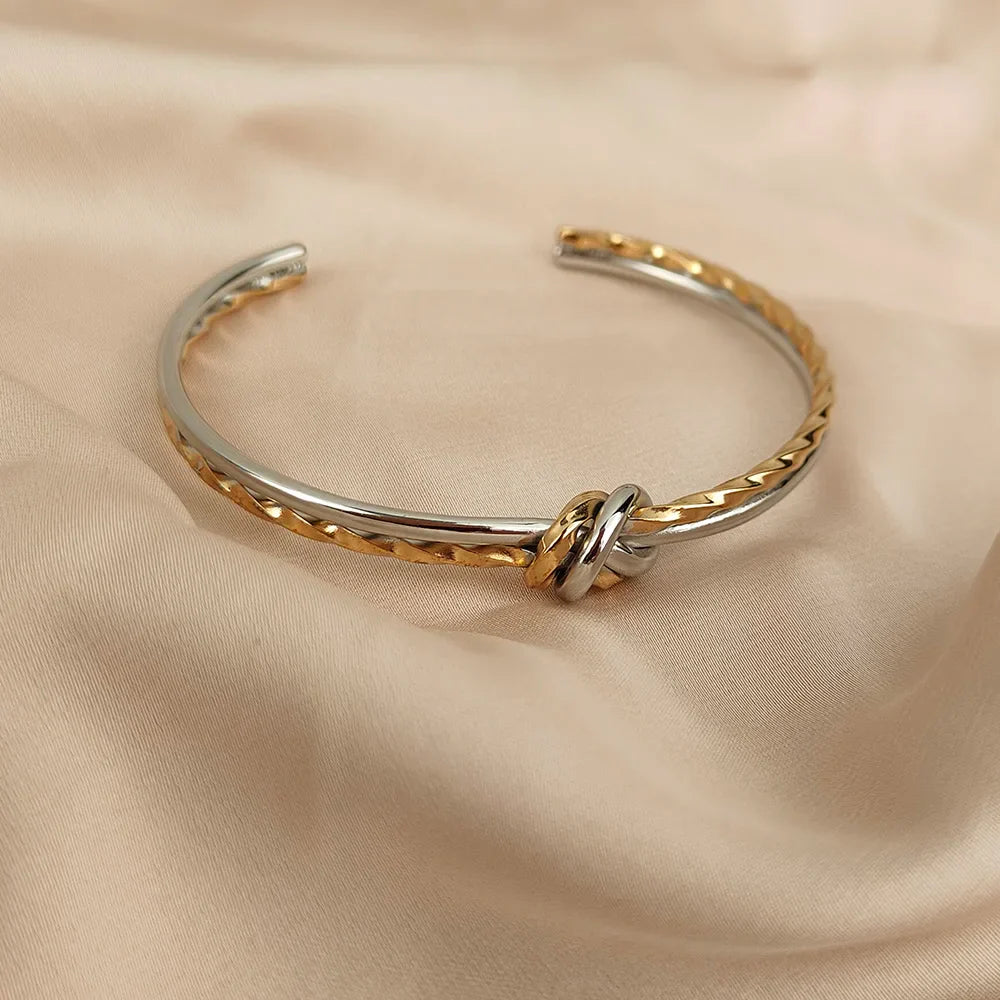 Women's Bangles Twisted Wrap Knot Bracelet Punk Stainless Steel Jewelry for Men Women Wrist Cuff Bracelets Bangle Accessories Vera Lux
