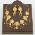 African 18k Gold Color Jewelry Set for Women Flower Design Necklace and Earrings 2Pcs Set for Weddings Party Jewelry Dubai Gift Vera Lux