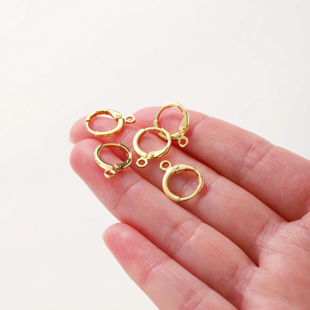 10pcs 14K 18K Gold Plated Brass France Blank Round Opening Earing Hook Ear Pendant Clips Loop For DIY Jewelry Making Findings Vera Lux