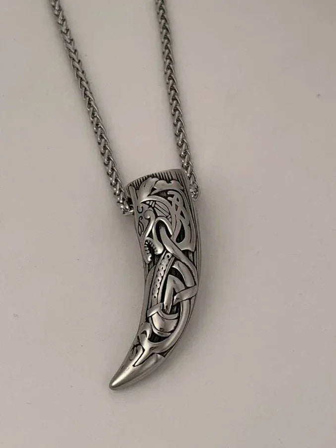 Vintage Titanium Steel Nordic Mythology Spiritual Viking Necklace Men Wolf Teeth Necklace for Men Amulet Jewelry Femstylo