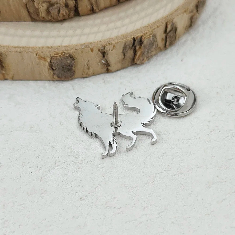Creative Lonely Wolf Stainless Steel Brooch, Waterproof and Fading Badge Set, Suit Lapel Pin, Wedding Party Wear Vera Lux