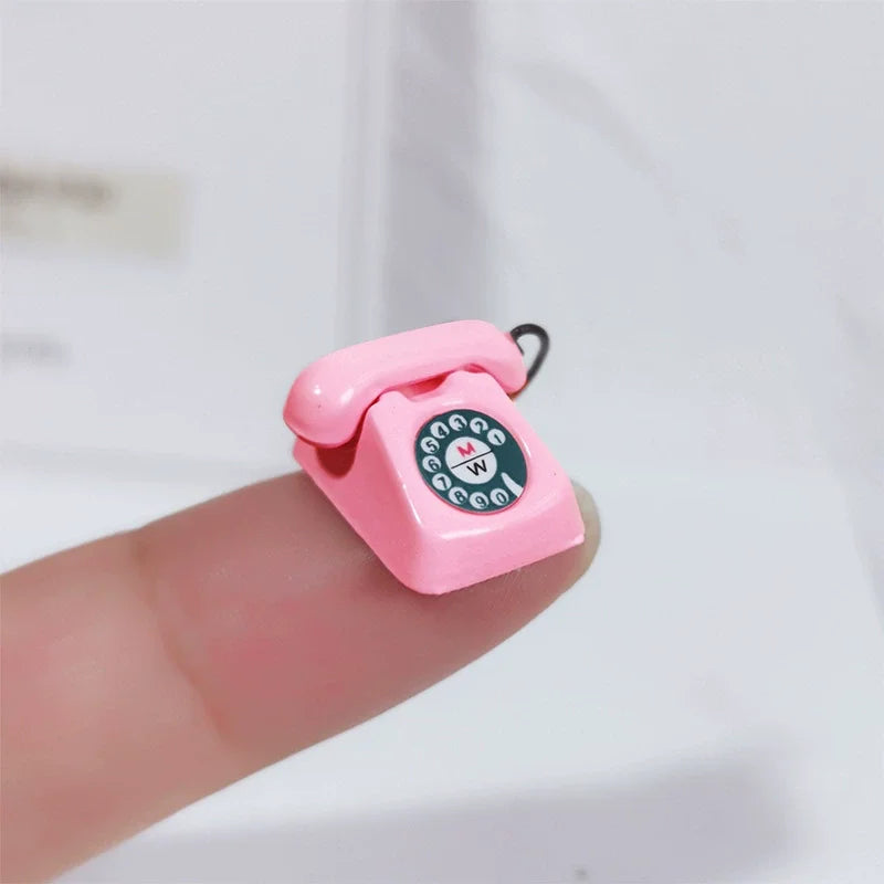 1:12 Home Decor Figurines Alloy Vintage Rotary Telephone Mini Retro Phone Model Miniature Phone Dollhouse Baby House Accessories Perfecsy