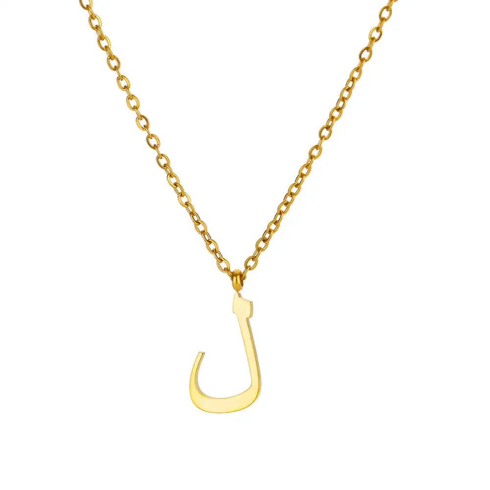 Arabic Letter Name Pendant Necklace For Women Stainless Steel Inital Chain Choker Collar Necklace 2024 Wedding Jewelry bijoux Vera Lux