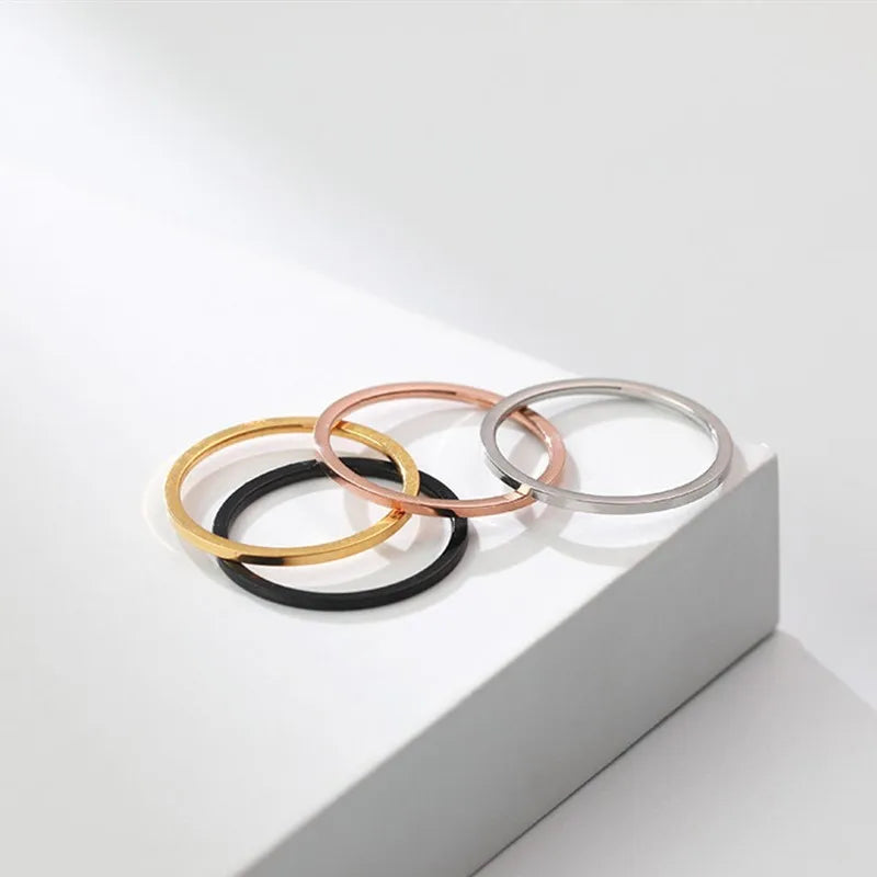 1mm Thin Stackable Ring Stainless Steel Plain Band Knuckle Midi Ring for Women Girl Size 3-10 Vera Lux