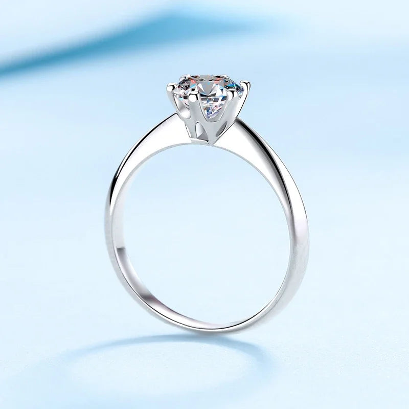 NeeTim 1 Carat D Color Moissanite Diamond Wedding Ring For Women 925 Sterling Silver Finger Band Fine Jewelry with Certificate Vera Lux
