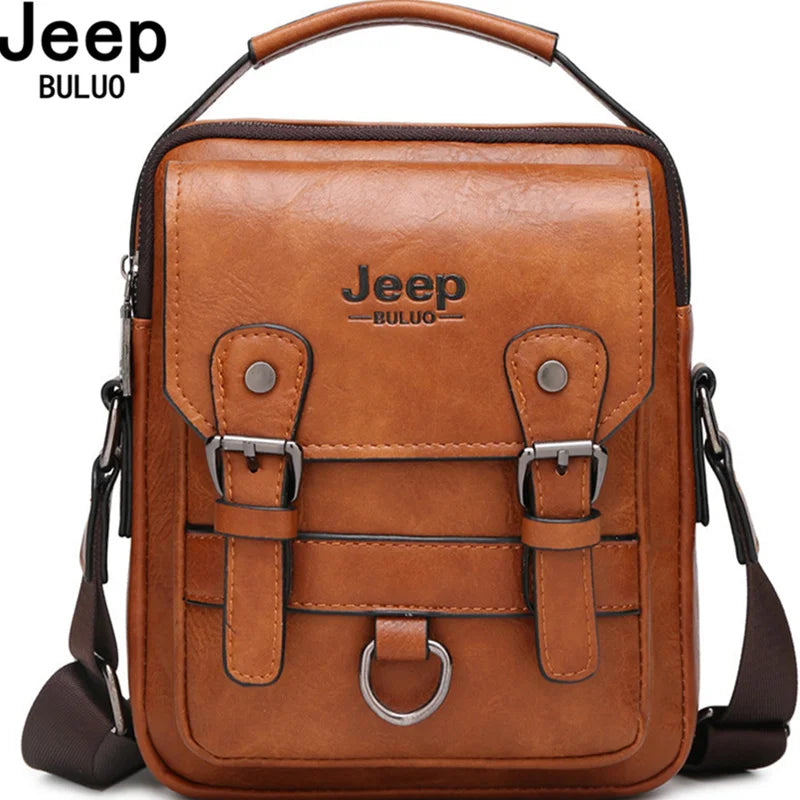 JEEP BULUO Multi-function Business Handbags Men New Man's Shoulder Bag Large Capacity Leather Messenger Bag Crossbody Big Brand Whatever the Treasure