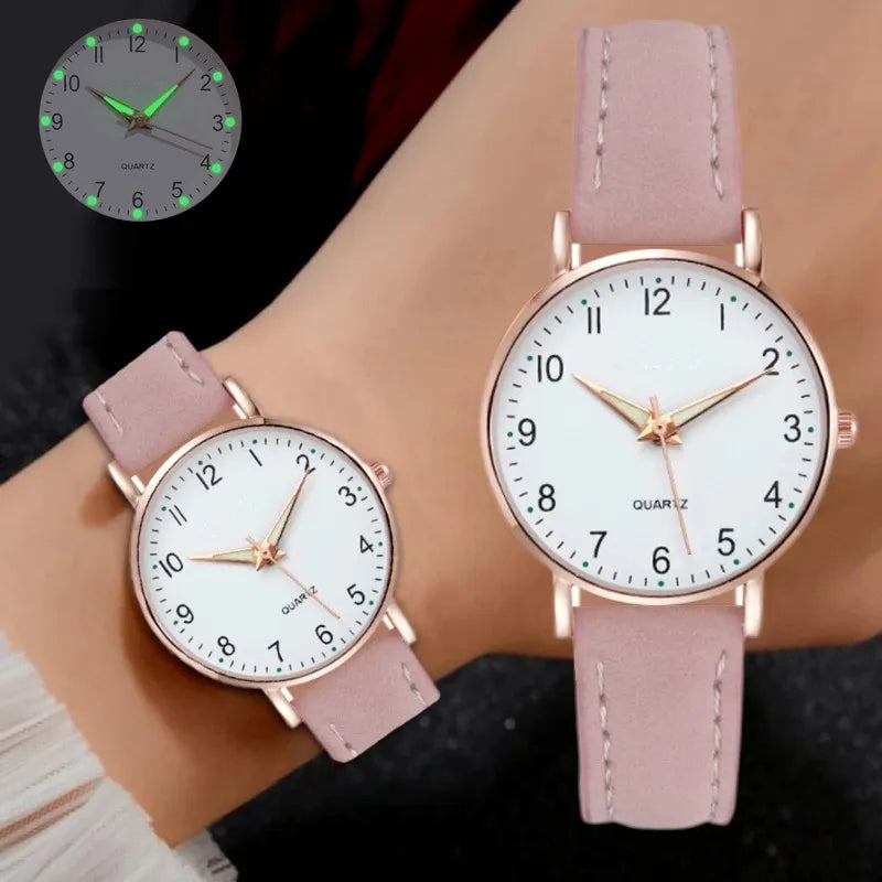 Fashion Watch For Women Leather Quartz Watches Ladies Luxury Back Light Wristwatch Clock relogio feminino Vera Lux