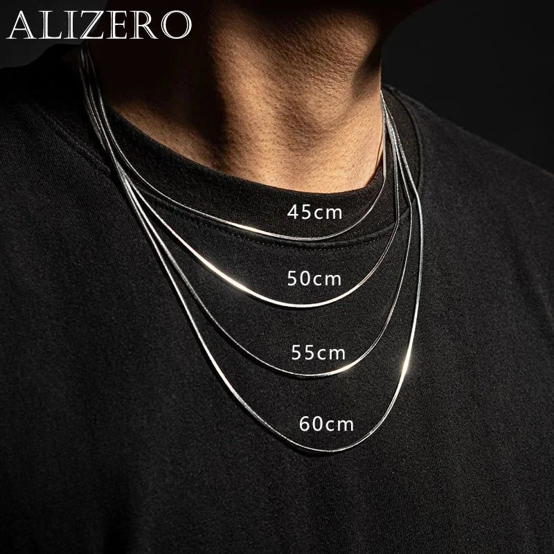 1Pcs Punk Hip-hop Snake Link Chain 925 Sterling Silver Necklace for Men Women Male Jewelry Gifts Cadenas Para Hombre Vera Lux