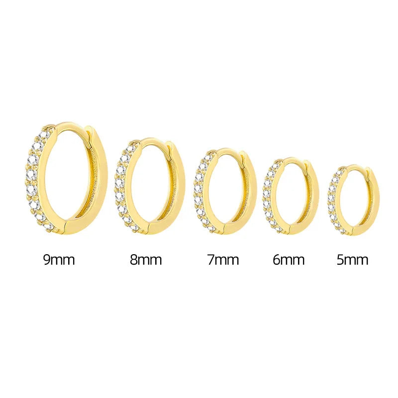 2PCS Stainless Steel Minimal Crystal Zirconia Hoop Earrings Gold Silver Color Small Huggie Cartilage Earring Piercing Jewelry Vera Lux