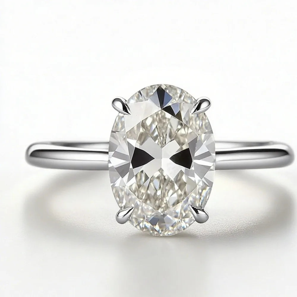 2026 New Personalized Fashion Oval Diamond Ring, Classic Four-claw Wedding Ring, Female Vera Lux
