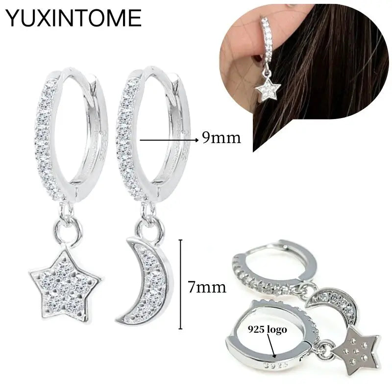 925 Sterling Silver Ear Needle Fashion Hoop Earrings White Crystal Luxury Women's Silver Earrings Wedding Women's Jewelry Gift Vera Lux