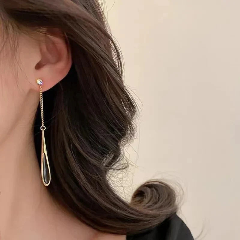 Simple Geometric Square Drop Earring For Women Korean Fashion Gold-color Line Long Tassel Dangle Earrings Party Jewelry Gift Vera Lux