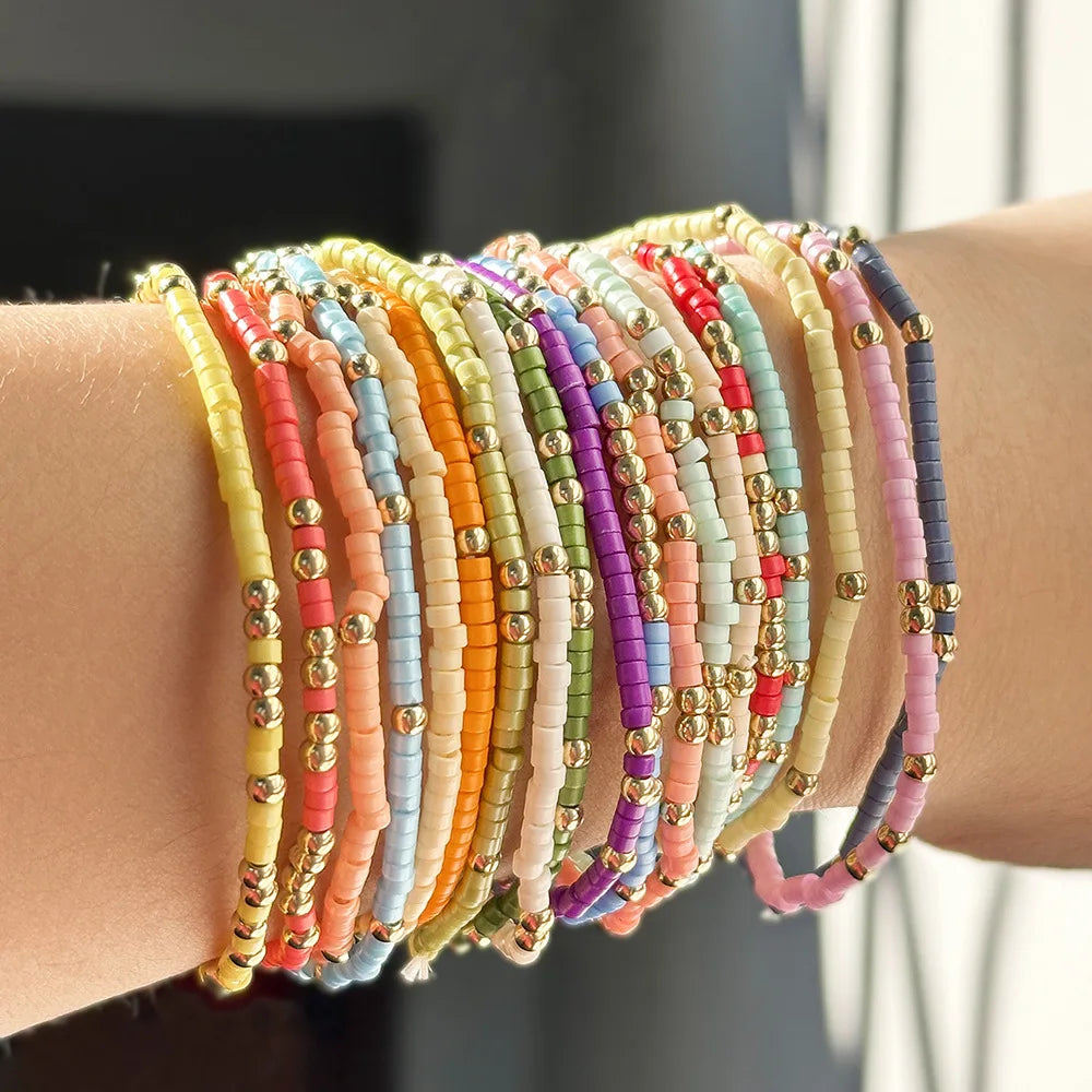 Bohemian Style Beaded Bracelet Set For Women Colorful Beads Stretchy Strand Chain Bangle Girls Summer Beach Vacation Jewelry Vera Lux
