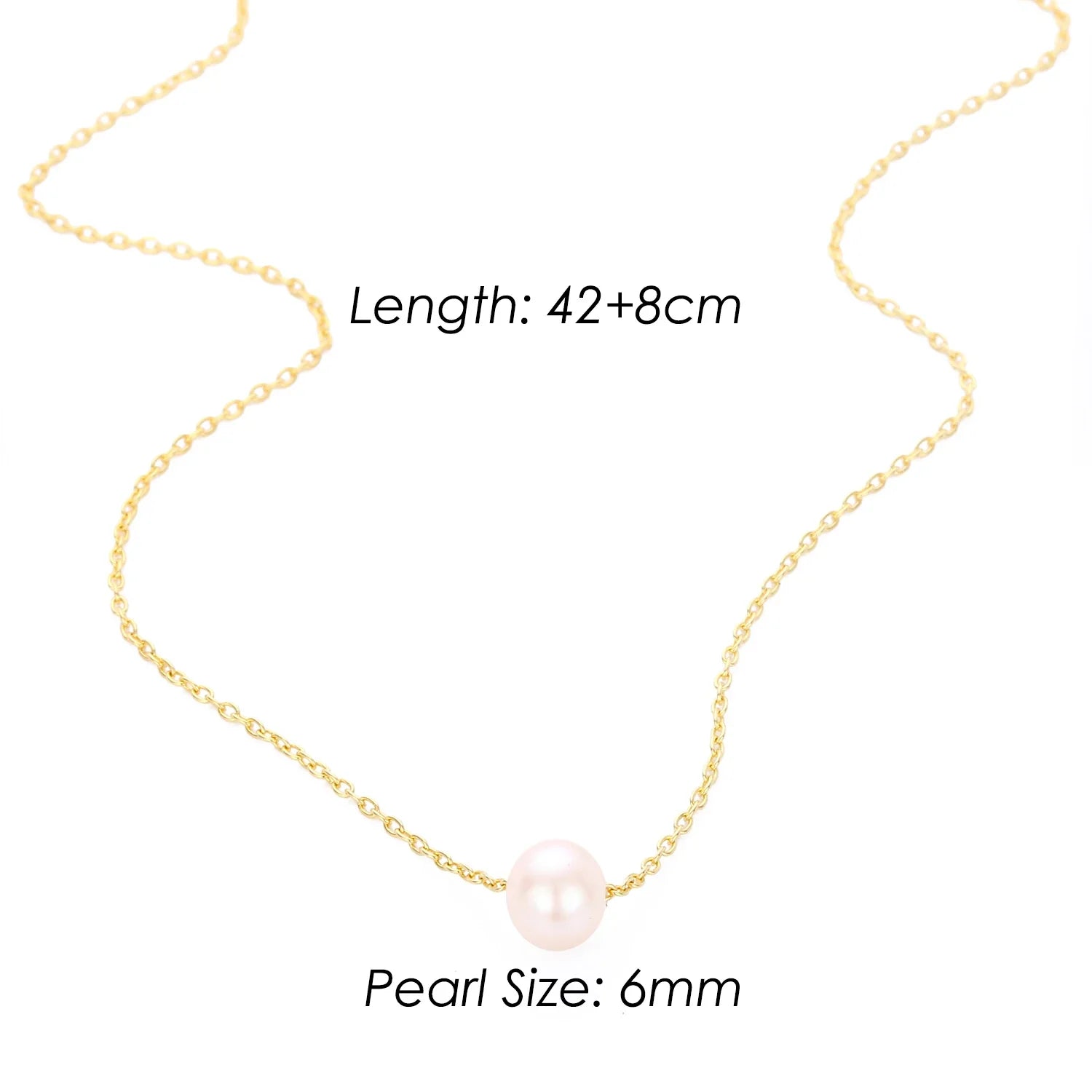 4MM Simulated-pearl Pendant Necklace for Women Dainty Stainless Steel Gold Color Necklace Women Vera Lux